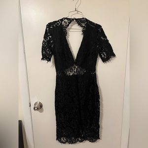 Lulus black lace midi dress